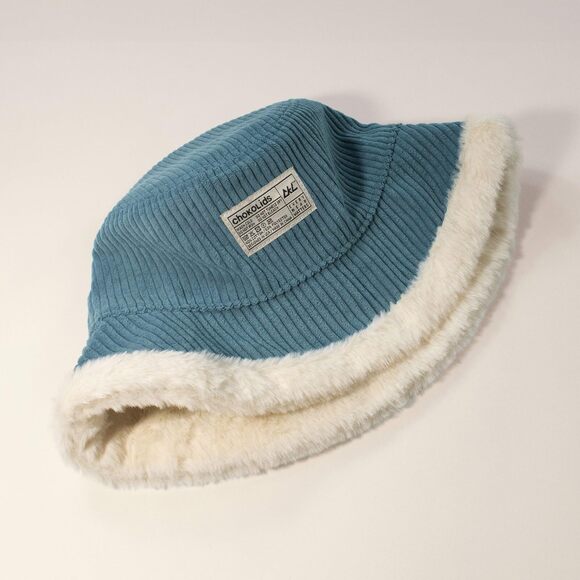 3427 Reversible Fur Bucket Hat Elegant Fuzzy Bucket Hat Corduroy Trendy main image 4